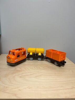 LEGO Duplo Cargo Train 10875 Push-and-Go Motorized Orange Train Engine & 2 Cars